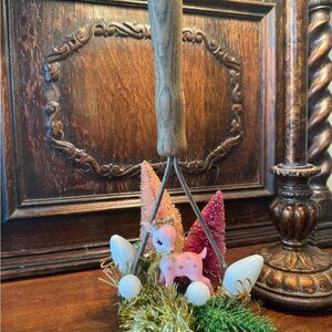 Festive Pink Deer Holiday Decor